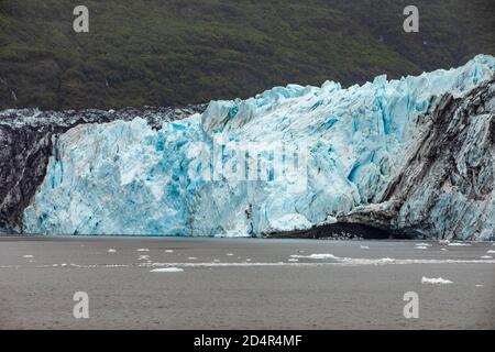 Vista panoramica dei ghiacciai dell'Alaska da Prince Willaliam Sound Bay whittier tour Foto Stock