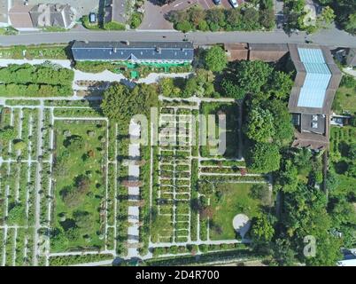 Francia, Eure, Giverny, casa e giardino di Claude Monet (vista aerea) Foto Stock