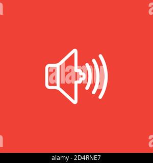 Icona linea audio su sfondo rosso. Illustrazione di Red Flat Style Vector. Illustrazione Vettoriale