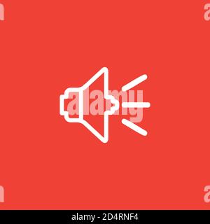 Icona linea audio su sfondo rosso. Illustrazione di Red Flat Style Vector. Illustrazione Vettoriale