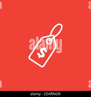 Icona linea tag su sfondo rosso. Illustrazione di Red Flat Style Vector. Illustrazione Vettoriale