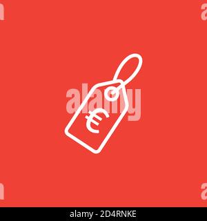 Icona linea tag su sfondo rosso. Illustrazione di Red Flat Style Vector. Illustrazione Vettoriale