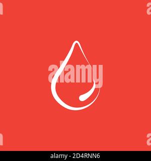 Icona della linea di caduta dell'acqua su sfondo rosso. Illustrazione di Red Flat Style Vector. Illustrazione Vettoriale