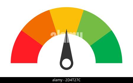 Icona cliente emozioni misuratore di soddisfazione con simbolo diverso su sfondo bianco . Illustrazione Vettoriale