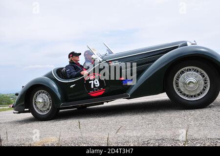 urbino, italia, 16 maggio 2008, mille miglia, rallye auto storica, vagabondatore, roadster auto union Foto Stock