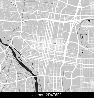 Mappa urbana di Albuquerque. Illustrazione vettoriale, poster della mappa in scala di grigi di Albuquerque. Immagine della mappa stradale con strade, vista dell'area metropolitana. Illustrazione Vettoriale