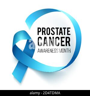 Banner per il mese di sensibilizzazione al cancro della prostata ad oggi. Poster con nastro blu realistico. Modello di progettazione per poster. Illustrazione vettoriale. Illustrazione Vettoriale