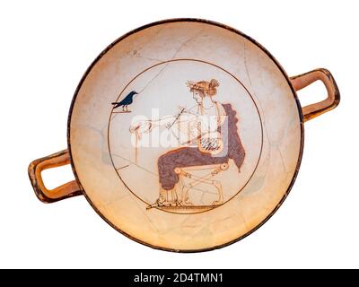 Delphi, Grecia - Ottobre 04 2020: Una targa greca antica al museo Delphi in Grecia Foto Stock