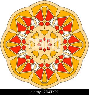 Mandala per colorazione modello book.Circular simmetrico mandala su sfondo bianco.pagina di pittura per gli adulti. Illustrazione Vettoriale