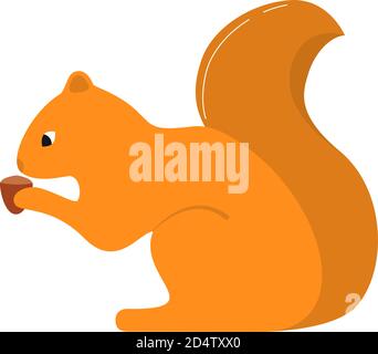 Scoiattolo animale con un nut.character il cartone animato. In stile piatto un vettore. Illustrazione Vettoriale