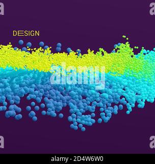Molte sfere di diverse dimensioni in spazi vuoti. Sfondo astratto. illustrazione vettoriale 3d. Illustrazione Vettoriale