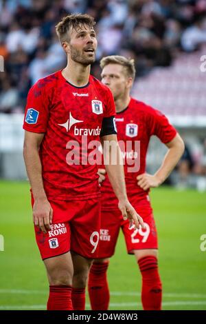 Herning, Danimarca. 21 giugno 2020. Patrick Mortensen (9) di Aarhus GF visto durante la partita 3F Superliga tra il FC Midtjylland e Aarhus GF alla MCH Arena di Herning. (Foto: Gonzales Photo - Morten Kjaer). Foto Stock