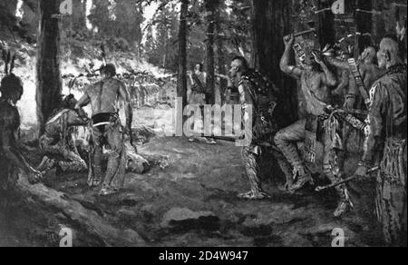 Raffigurazione dell'attacco Cherokee al ritirarsi di Fort Loudoun Foto Stock