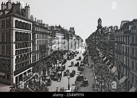 Parigi, Boulevard des Italys, Francia, incisione storica su piastra di rame del 1860 Foto Stock