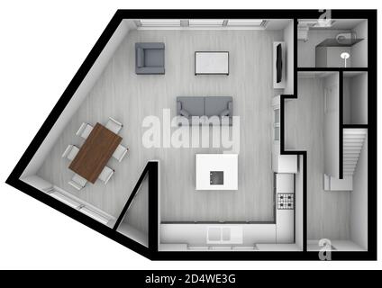 3D idee planimetria. Servizi di progettazione planimetria. Pianta residenziale di 3D piani. Design della casa Simplpe. Idee di progettazione della casa con le planimetrie del pavimento. Estensione della casa Foto Stock