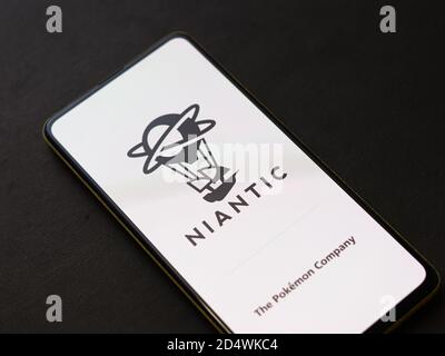 Assam, india - 11 Ottobre 2020 : il logo Niantic sull'immagine di scorta dello schermo del telefono. Foto Stock