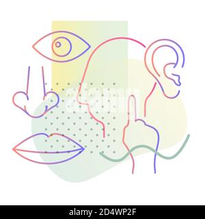Cinque sensi di base - icona come file EPS 10 Illustrazione Vettoriale
