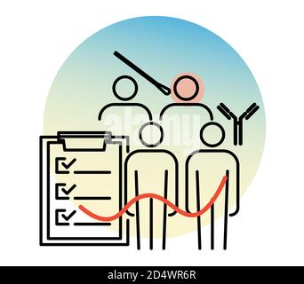 Indagine sugli anticorpi per Coronavirus nella comunità - icona come EPS 10 file Illustrazione Vettoriale