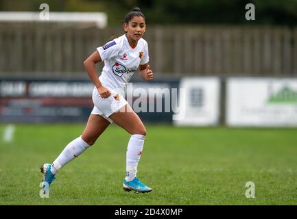 Horley Leisure Centre, Regno Unito. 11 Ott 2020. Rosie Kmita of Watford Women durante la partita della fa Women National League tra Crawley Wasps e Watford FC Women all'Horley Town FC, Horley Leisure Centre, Inghilterra, il 11 ottobre 2020. Foto di Andy Rowland. Credit: Prime Media Images/Alamy Live News Foto Stock