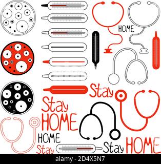 Set di icone della linea del coronavirus. Incluse icone come focolaio, contagioso, contagio, infezione e molto altro. E' di stile piatto. Illustrazione Vettoriale