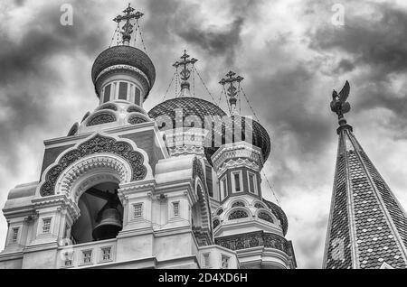 L'iconica Cattedrale Ortodossa di San Nicola, una delle principali attrazioni di Nizza, Costa Azzurra, Francia Foto Stock