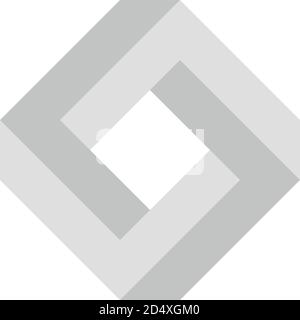Icona quadrata impossibile. Illusione ottica geometrica dell'oggetto 3D. Illustrazione vettoriale Illustrazione Vettoriale
