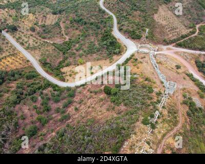 Veduta aerea delle rovine della porta Arcadia nell'antica Messini, Grecia Foto Stock