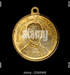 Medaglia francese raffigurante il Principe Imperiale Eugenio Luigi Jean Joseph Napoleone Foto Stock