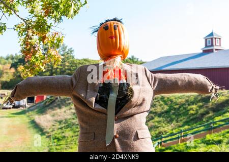 Cuscurbit Farm, Acton, Massachusetts. Concorso Scarecrow 2020. Foto Stock