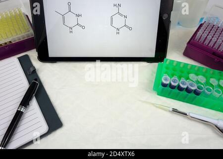 Background di ricerca del laboratorio di biologia molecolare Foto Stock