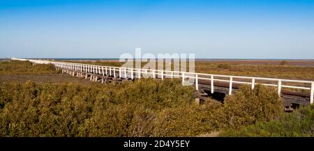 1,5 km circa dal Jetty, Carnarvon, Australia occidentale. Foto Stock