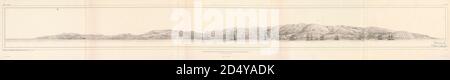 Antico 19 ° secolo schizzo panoramico di Valparaiso, Cile. Dal libro 'Voyage dans l'Amérique Méridionale' [viaggio in Sud America: (Brasile, repubblica orientale dell'Uruguay, Repubblica argentina, Patagonia, repubblica del Cile, repubblica di Bolivia, repubblica del Perù), eseguito negli anni 1826 - 1833] Atlante di: Orbigny, Alcide Dessalines d', d'Orbigny, 1802-1857; Montagne, Jean François Camille, 1784-1866; Martius, Karl Friedrich Philipp von, 1794-1868 pubblicato Parigi :Chez Pitois-Levrault. Pubblica a Parigi nel 1846-1847 Foto Stock