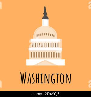 Campidoglio a Washington. Illustrazione vettoriale disegnata a mano isolata su sfondo bianco Illustrazione Vettoriale