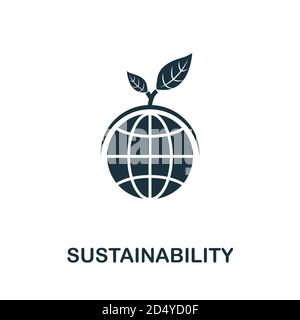 Icona Sustainability. Elemento semplice della collezione di abilità di vita. Icona Sustainability riempita per modelli, infografiche e altro ancora Illustrazione Vettoriale
