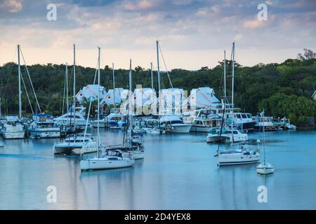 Bahamas, Isole Abaco, Elbow Cay, Hope Town, Hope Town Inn & Marina Foto Stock