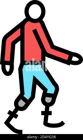 uomo con protesi gambe colore icona illustrazione vettoriale Illustrazione Vettoriale