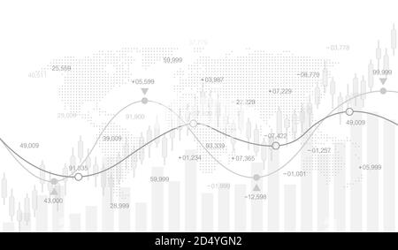 Mercato azionario o grafico di trading forex in concetto futuristico per l'investimento finanziario o le tendenze economiche idea di business. Concetto di commercio finanziario. Scorte Illustrazione Vettoriale