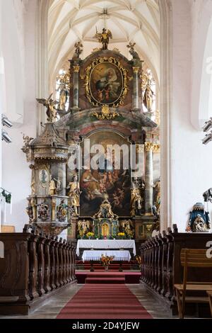 Interno della Chiesa di San Michele, accanto al Danubio a Weissenkirchen, Valle di Wachau, Austria Foto Stock