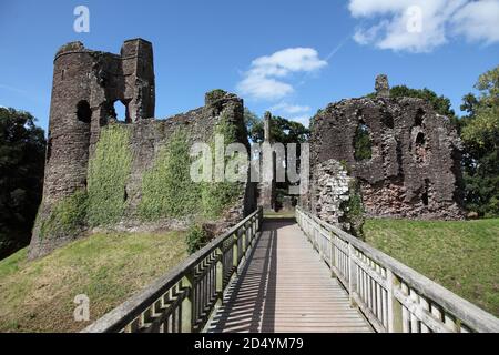 Grossmont Castello nel villaggio di Grosmont, Monboccuthshire, Galles, è stato costruito da William FitzOsbern nel 13 ° secolo. Foto Stock