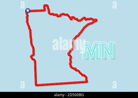 Minnesota Stati Uniti grassetto schema mappa. Illustrazione vettoriale Illustrazione Vettoriale