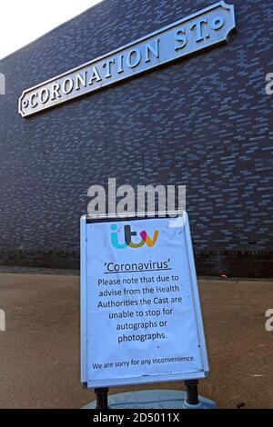 ITV Studio, Salford Quays, sede di Coronation Street, Trafford Wharf Rd, Trafford Park, Stretford, Manchester, Inghilterra, Regno Unito, M17 1AB, di Tony Warren Foto Stock