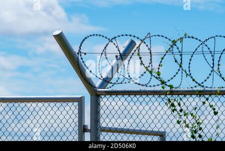 Filo di rasoio recinzione di sicurezza di protezione dai ladri di parete  sicuro prigione di sicurezza filo spinato recinto forte deterrente Foto  stock - Alamy