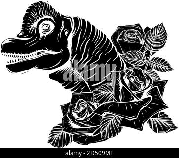 dinosaurus brachiosaurus testa nera silhouette art disegno vettoriale illustrazione Illustrazione Vettoriale