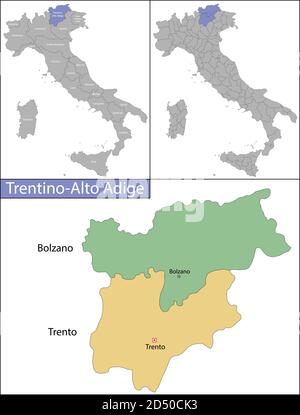 Il Trentino-Alto Adige è una regione dell'Italia settentrionale Illustrazione Vettoriale