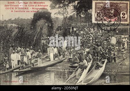 Costa d'Avorio Bingerville Elfenbeinküste, Voyage du Ministre des Colonies | utilizzo in tutto il mondo Foto Stock