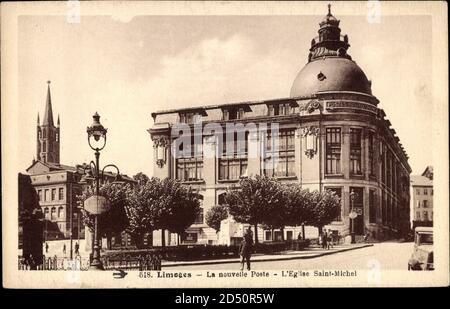 Limoges Haute Vienne, vue générale de la nouvelle Poste, Eglise Ste Michel | utilizzo in tutto il mondo Foto Stock