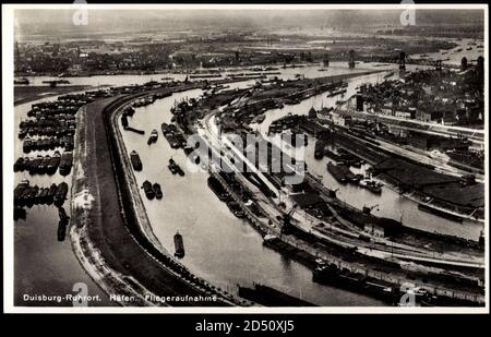 Duisburg Ruhrort, Fliegeraufnahme der Häfen | utilizzo in tutto il mondo Foto Stock