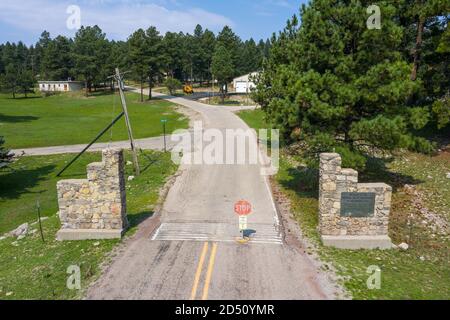 Ingresso all'Osservatorio solare Nazionale al picco di Sacramento, punto solare, New Mexico Foto Stock