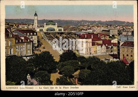 Limoges Haute Vienne, vue générale de la gare vue de la Place Jourdan | utilizzo in tutto il mondo Foto Stock