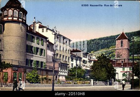 Neuveville Kanton Bern, vue générale de la Rue de la Gare | utilizzo in tutto il mondo Foto Stock